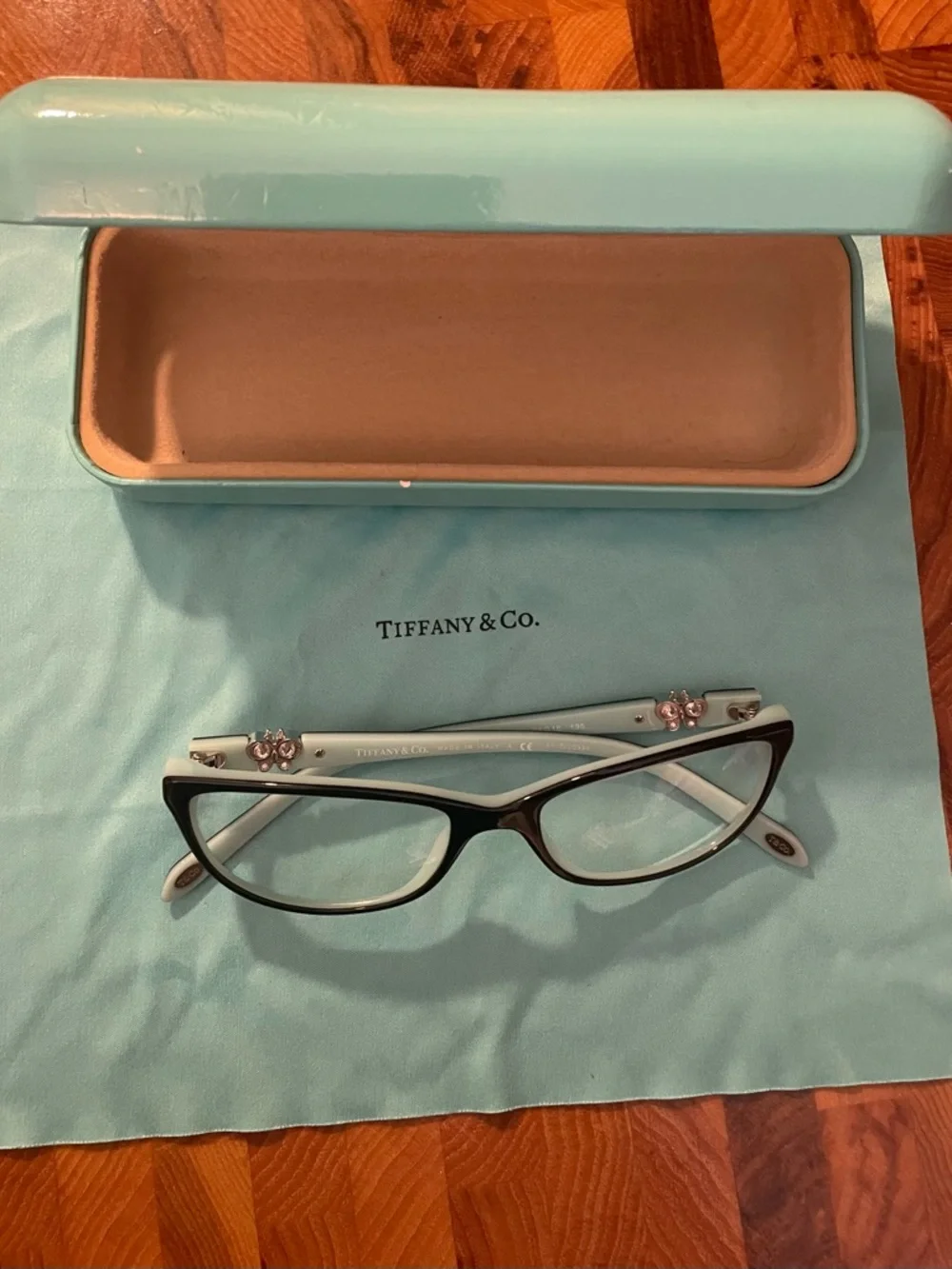 Tiffany & Co. Women's Eyeglass Frames. Black & Blue. Butterfly Accents. TF2051B - Picture 1 of 13